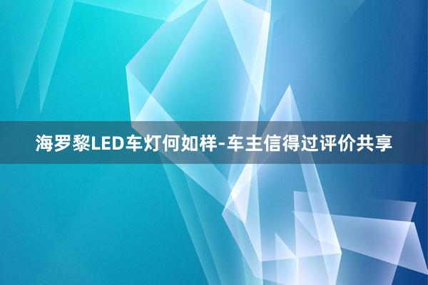 海罗黎LED车灯何如样-车主信得过评价共享